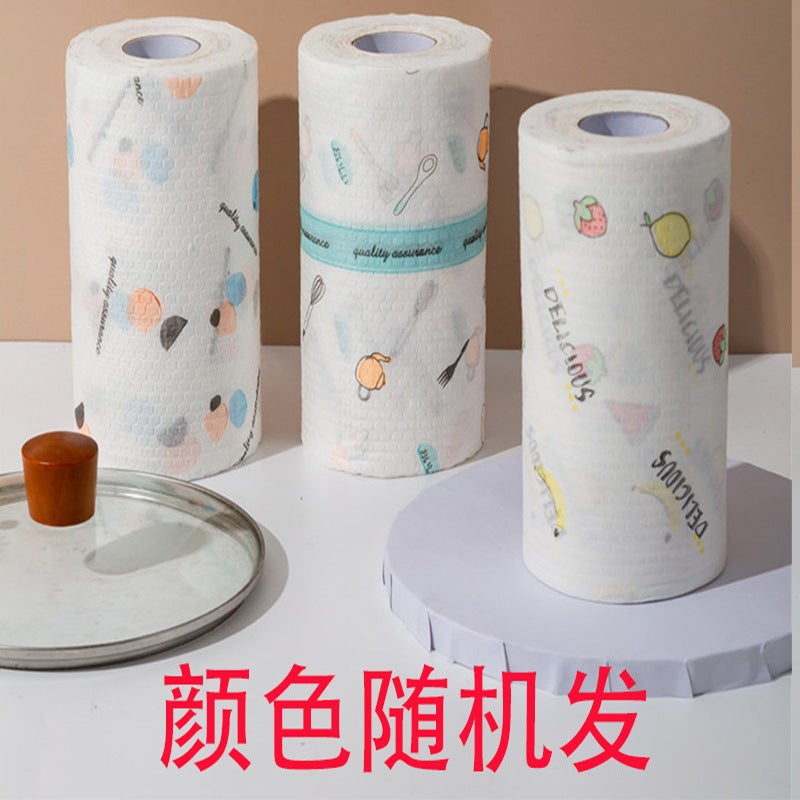 Lazy Rag Printed Kitchen Non-Woven Wet And Dry Household Rag Disposable Non-Woven Thickened Kitchen Rag - Image 1